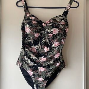 Floral Black and Pink Women's Swimsuit